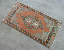 Vintage Distressed Small Area Rug Hand Knotted Oushak Rugs Yastik -1'8"x3'3"