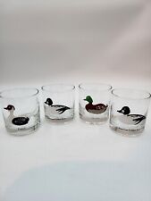 Lot Of 4 Old Fashion Glasses With Applied Ducks