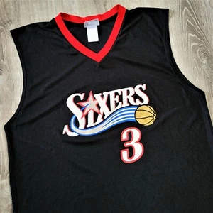 Vintage Allen Iverson Philadelphia 76ers Sixers Jersey Vtg NBA #3 Black XL - Picture 1 of 11