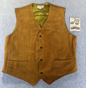 Vintage 70s Ranchwear Sportswear Western Suede & Satin/Silk Lined Sz M VEST - Picture 1 of 19
