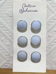 Vintage Schwanda Buttons Ice Blue Glass Shank West Germany 1/2" Set of 6 - Picture 1 of 3