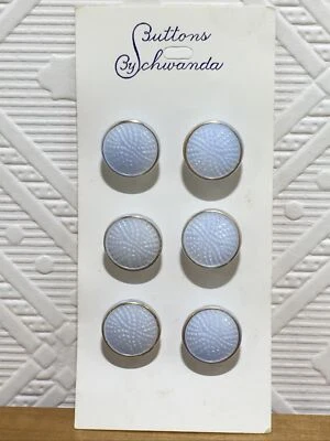 Vintage Schwanda Buttons Ice Blue Glass Shank West Germany 1/2" Set of 6 - Image 1 of 3