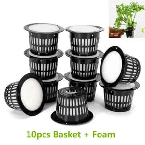 10Pcs Mesh Nursery Pot Net Plant Basket Hydroponic Germinate Growing with Foam - Picture 1 of 15