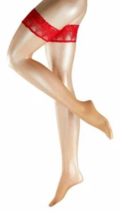 Falke Womens Lunelle Ultra-Transparent Shimmer 8 Denier Stockings - Powder/Red - Picture 1 of 1