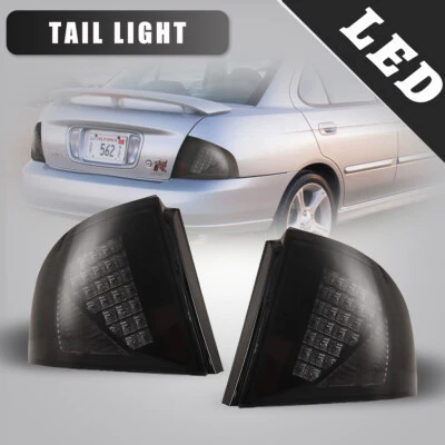 For 00-03 Nissan Sentra LED Taillights Rear Lamp 1 Pair Smoke Lens Black Housing - Image 1 of 4