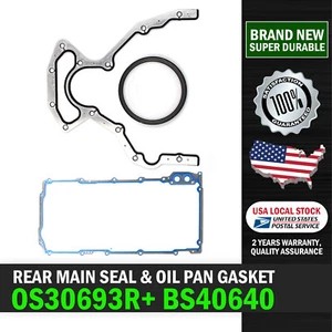 Engine Oil Pan Gasket & Rear Main Seal Fit for GMC Sierra 1500 1999-2011 2013 US - Picture 1 of 11