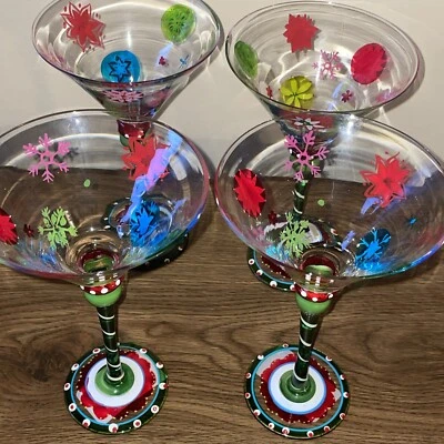 Set 4  Pier  1 Martini Glasses Hand made 8x5” - Image 1 of 4