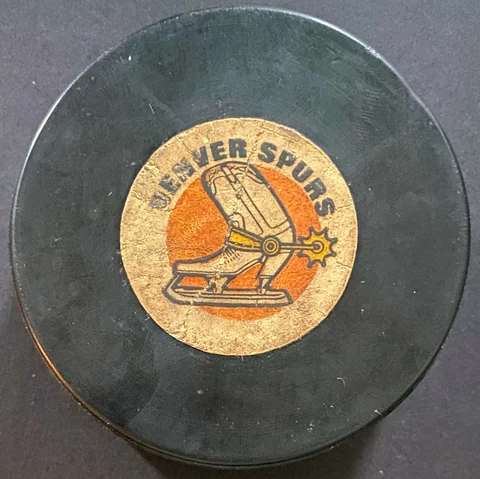Denver Spurs Western Hockey League Game Used Converse CCM Puck Art Ross Cover