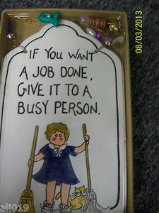 Weebabies Plaque "If you want Job Done Give " Ceramic with Hanger Judy Shelby - Picture 1 of 3