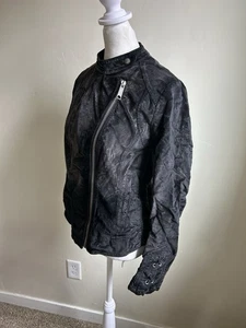 Free People Lacey Velvet Corset Jacket womens XS Lace-Up Moto Black whimsiGoth - Picture 1 of 16