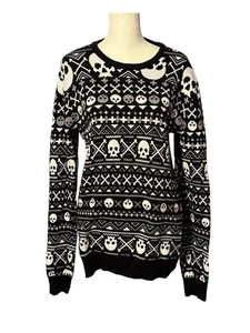 Hot Topic XXX Rude Sweater Size SM Unisex Skull Fair Isle Halloween Goth Grunge - Picture 1 of 10
