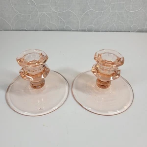 Vintage Rosa Depression Glas Kerzenständer 3,25" Geätzt Home Decor Kerzenhalter - Bild 1 von 18