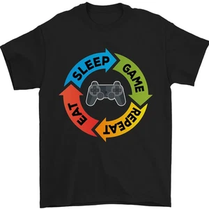 Gaming Eat Sleep Game Repeat Gamer Camiseta Hombre 100% de Algodón - Imagen 1 de 28
