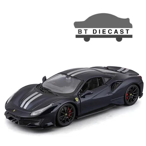 BBURAGO FERRARI 488 PISTA 1/24 DIECAST with SILVER STRIPES BLACK 26026 - Picture 1 of 2