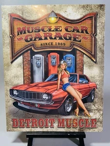 Camaro Metal Sign Muscle Car Garage Shed Bar Mancave 1969 SS Chevy Pinup Girl 69 - Picture 1 of 8