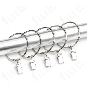 Metal Curtain Pole Hooks With Clips Hanging ID 19mm-80mm Curtain Rings - Picture 1 of 15