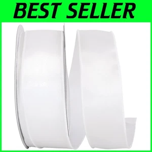Elegant White Wired Edge Satin Ribbon 50 Yards - Picture 1 of 2