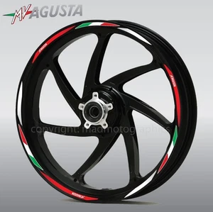 Wheel decals stickers rim stripes for MV Agusta 800 920 1000 graphics red white - Picture 1 of 2