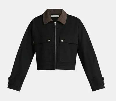 Chaqueta de granero negra para mujer No Boundaries XL cuello de pana recortada estilo camionero Foto 1 de 4