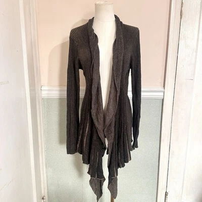 Cárdigan Max Edition Vintage Y2K Marrón Chocolate Fluido Con Pliegues con Volantes Grande Foto 1 de 4