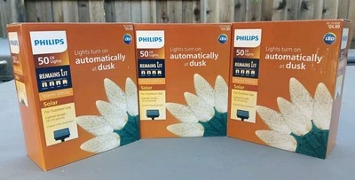 Philips Faceted Christmas Lights Solar Powered Warm White 3 Box Lot/ 150 Count - Image 1 of 3