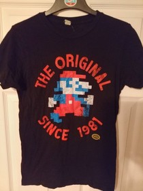 Super Mario Bros. Black T-shirt Small Black Retro NES Nintendo