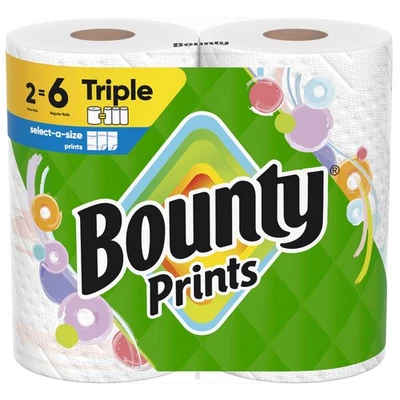 Impresiones de toallas de papel Bounty Select-A-Size 2 rollos triples = 6 rollos regulares Foto 1 de 4