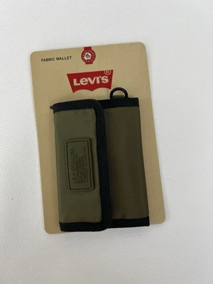 Levi's Mens Olive Green RFID Card Case Slim Bifold Fabric Wallet New MSRP $39 - Image 1 of 4
