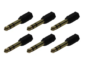 6/Pack 6.5mm Stereo Male Plugs to 3.5mm Stereo Female Socket Port Audio Adapters - Picture 1 of 1