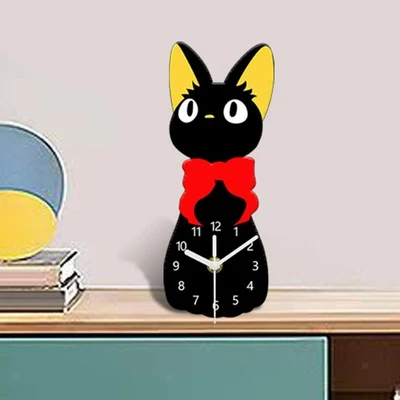 Cute Cat Table Clock Tabletop Ornament for Countertop Bookshelf Home Bedroom - Image 1 of 4