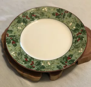 222 Fifth Christmas Foliage Porcelain Dinner Plate 10 3/4” - Picture 1 of 6