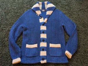 Cardigan scialle RRL Ralph Lauren tinto in cotone resistente blu taglia S - Foto 1 di 5