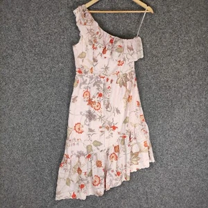 Piper Womens Midi Dress Size 10 Pink Floral One Shoulder Broderie Anglaise - Picture 1 of 9