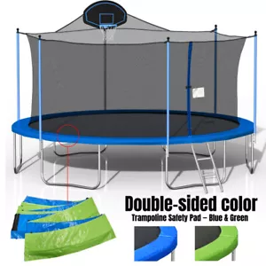 16FT Trampoline with Basketball Hoop, Double sided Cover, Outdoor Trampolines - Picture 1 of 13