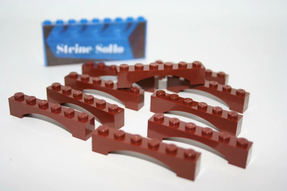 Lego (c) 10x Bogenstein 1x6 - reddish braun - 92950 - brick arch reddish brown - Bild 1 von 1