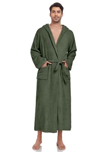 Herren Fleece Morgenmantel Kapuze Plüsch volle Länge Plüsch Bademantel warm Hausmantel - Bild 1 von 32