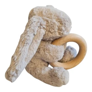 Jellycat Bashful Grey Bunny Wooden Ring PlushToy Stuff Animal Baby Rattle Rabbit - Picture 1 of 4