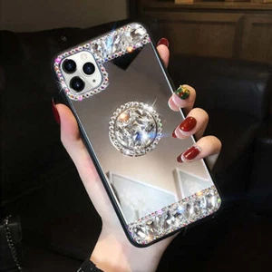 Beautiful Jeweled Mirror Phone Case iPhone 11 12 13 Series - Foto 1 di 6