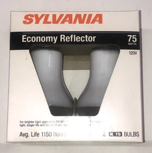 2 PACK OF SYLVANIA 75K19/DL ECONOMY REFLECTOR BULBS - 75 WATTS - Picture 1 of 6