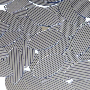 Sequin Navette Leaf 1.5" Blue Silver Pinstripe Metallic Couture Paillettes - Picture 1 of 2