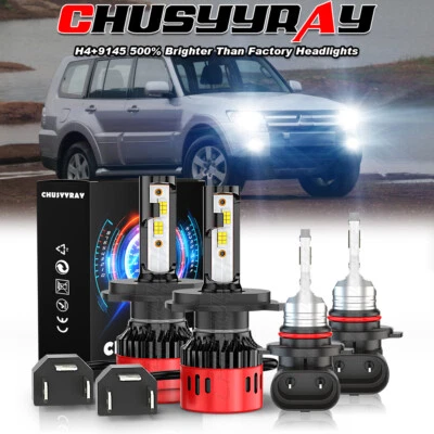 适用于三菱 Montero 2001 - 2006 LED 车头灯灯泡 高/低光束 + 雾灯 — 第 1/4 张图片