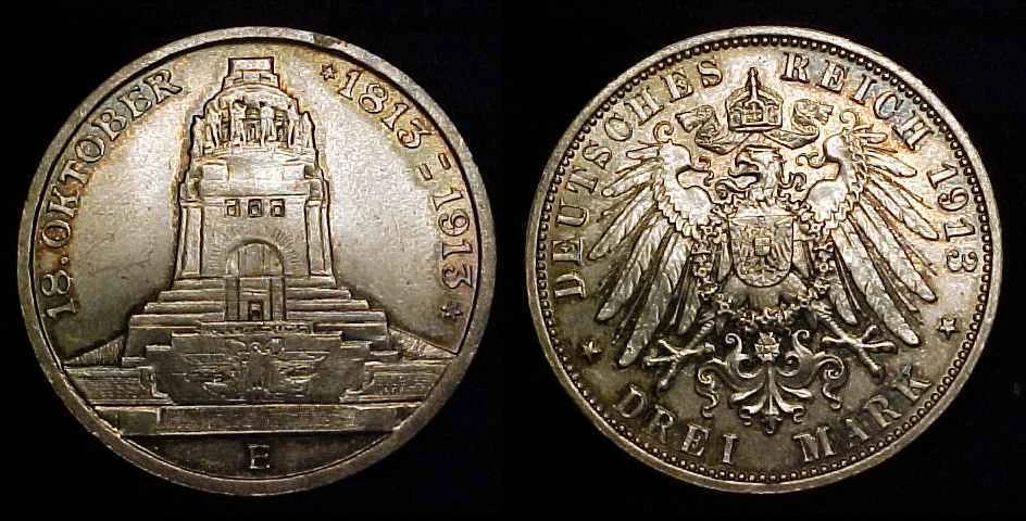 GERMANY- Saxony 1913 E 3 Mark BU - Image 1 of 1