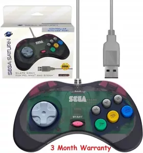 Retro-Bit Official Sega Saturn USB Controller Pad Model 2 USB Port Slate Grey - Picture 1 of 5