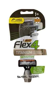 Bic Flex 4 Sensitive Disposable Razors Titanium Ultra Thin Blades 4 Blades 3 Ct - Picture 1 of 2