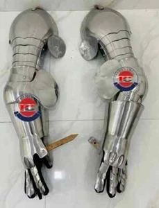 Medieval Gothic Arm Armor With Gauntlet Knight 18Ga Steel LARP Cosplay Costume - Picture 1 of 4