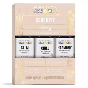 3 Pack Serenity Multi Pure Essential Oil Set Aura Cacia 0.25 OZ EACH BOTTLE - Picture 1 of 18