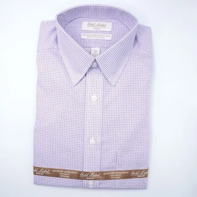 Roundtree Yorke Gold Label Dress Shirt 14.5-33 SLIM FIT Purple Blue Non-Iron NWT - Image 1 of 4