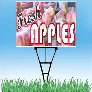 18"x24" FRESH APPLES Outdoor Yard Sign & Stake Sidewalk Lawn Sales Fruit Stand - Picture 1 of 2