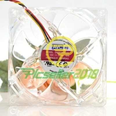 92mm 90mm LED Fan AVC 9225 9CM DC12V 0.5A DASF0925R2H 92X92X25mm Transparent - Image 1 of 4