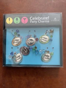 Cypress Home Celebrate! Happy Birthday Set Of 6 Wine Party Charms - Picture 1 of 2